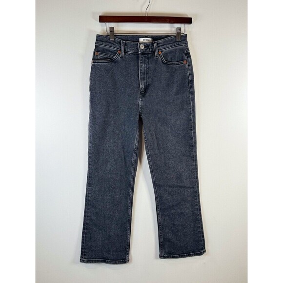 RE/DONE Womens Jeans Gray Bootcut Flared 70s High Rise Dark Wash Stretch Size 29 - Picture 2 of 12